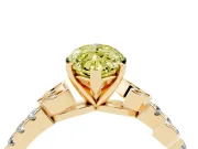 Marquise Leaf Pavé Engagement Ring Setting for a Fancy Yellow Lab-Grown Diamond | Yellow Gold