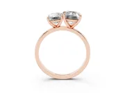 Emerald Cut and Emerald Cut Toi Moi Ring Set in Rose gold with Prong Setting
