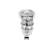 Cushion Cut Diamond Cluster Engagement Ring Set in White gold with Pavé Band and Prong Setting
