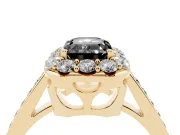 Emerald Cut Floral Halo Engagement Ring Setting for a Black Center | Yellow Gold