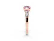 Princess Cut Five Stone Engagement Ring Setting for a Fancy Pink Lab-Grown Diamond | Prong Set Side Stones | Rose Gold