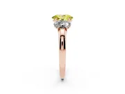 Oval Three Stone Engagement Ring Setting for a Fancy Yellow Lab-Grown Diamond | Matching Side Stones | Rose Gold