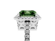 Asscher Cut Pave Halo Engagement Ring Setting for a Fancy Green Lab-Grown Diamond | White Gold