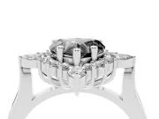 Heart-Shaped Cluster Halo Engagement Ring Setting for a Black Center | Platinum