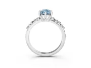 Fancy Blue Marquise Cut Diamond Solitaire Vine Band Ring Set in Silver with Round Accents and Prong Setting