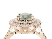 Fancy Green Pear-Shaped Lab-Grown Diamond Double Halo Statement Ring Set in Rose Gold with Pavé Band