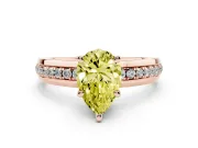 Pear-Shaped Channel Set Engagement Ring Setting for a Fancy Yellow Lab-Grown Diamond | Rope Collar | Rose Gold