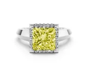 Princess Cut Knife-Edge Halo Engagement Ring Setting for a Fancy Yellow Lab-Grown Diamond | Platinum