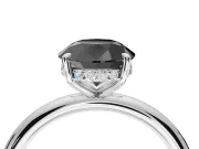 Round Hidden Halo Engagement Ring Setting for a Black Center | Thin Plain Band | Sterling Silver