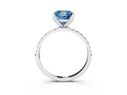 Princess Cut Pave Solitaire Engagement Ring Setting for a Fancy Blue Lab-Grown Diamond | Slim Band | Sterling Silver
