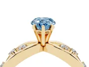 Pear-Shaped Loop Engagement Ring Setting for a Fancy Blue Lab-Grown Diamond | Yellow Gold