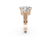Marquise Three Stone Engagement Ring Setting | Beaded Shoulders | Rose Gold