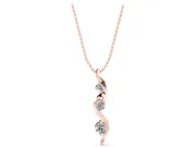 Round Lab-Grown Diamond Graduated Three-Stone Swirl Pendant Necklace | Prong Set | Rose Gold