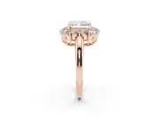 Radiant Cut Cluster Halo Engagement Ring Setting | Large Round Accents | Rose Gold