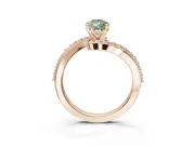 Pear-Shaped Bypass Pavé Engagement Ring Setting for a Fancy Green Lab-Grown Diamond | Rose Gold