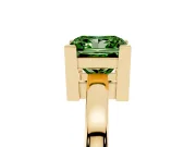 Fancy Green Princess Cut Diamond Solitaire Ring Set in Yellow gold with Prong Head and Smooth Polished Band