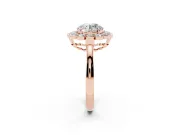 Round Scalloped Cluster Halo Engagement Ring Setting | Plain Band | Rose Gold