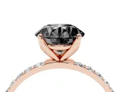 Round Pavé Solitaire Engagement Ring Setting for a Black Center | Fine Line Pavé Band | Rose Gold