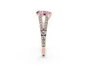 Pear-Shaped Graduated Split Shank Engagement Ring Setting for a Fancy Pink Lab-Grown Diamond | Rose Gold