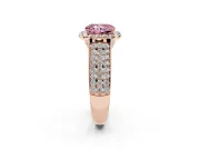 Radiant Cut Pavé Engagement Ring Setting for a Fancy Pink Lab-Grown Diamond | Wide Three-Row Band | Rose Gold