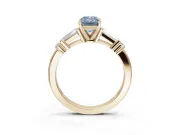 Emerald Cut Tapered Baguette Engagement Ring Setting for a Fancy Blue Lab-Grown Diamond | Bar Set Sides | Yellow Gold