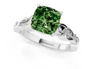 Cushion Cut Vine Engagement Ring Setting for a Fancy Green Lab-Grown Diamond | Sterling Silver