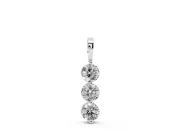 Round Lab-Grown Diamond Three-Stone Drop Pendant Necklace | Plain Bail | White Gold
