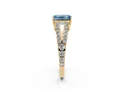 Emerald Cut Graduated Split Shank Engagement Ring Setting for a Fancy Blue Lab-Grown Diamond | Yellow Gold