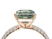 Asscher Cut Domed Pavé Engagement Ring Setting for a Fancy Green Lab-Grown Diamond | Rose Gold