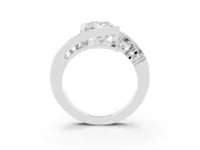 Princess Cut Diamond Bezel Bypass Ring Set in White gold with Round Accents