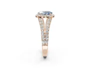 Oval Halo Pavé Engagement Ring Setting for a Fancy Blue Lab-Grown Diamond | Narrow Split Shank | Rose Gold