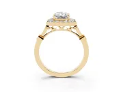 Radiant Cut Vintage Halo Engagement Ring Setting | Bezel Station Shoulders | Yellow Gold