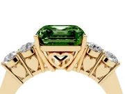 Asscher Cut 5 Stone Engagement Ring Setting for a Fancy Green Lab-Grown Diamond | Yellow Gold