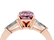 Emerald Cut Three-Stone Engagement Ring Setting for a Fancy Pink Lab-Grown Diamond | Tapered Baguettes | Rose Gold
