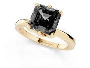 Asscher Cut Tapered Solitaire Engagement Ring Setting for a Black Center | Yellow Gold