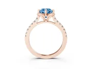 Cushion Cut Floral Petal Engagement Ring Setting for a Fancy Blue Lab-Grown Diamond | Petal Accents | Rose Gold