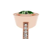 Round Milgrain Halo Engagement Ring Setting for a Fancy Green Lab-Grown Diamond | Pave Band | Rose Gold