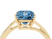 Princess Cut Bypass Solitaire Engagement Ring Setting for a Fancy Blue Lab-Grown Diamond | Yellow Gold
