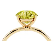 Round Thin Solitaire Engagement Ring Setting for a Fancy Yellow Lab-Grown Diamond | Straight Plain Band | Yellow Gold