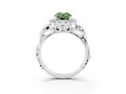 Oval Filigree Halo Engagement Ring Setting for a Fancy Green Lab-Grown Diamond | Sterling Silver
