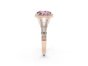 Oval Halo Engagement Ring Setting for a Fancy Pink Lab-Grown Diamond | V-Split Pavé Band | Rose Gold