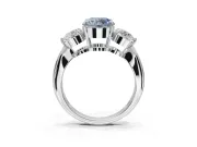 Round Three Stone Engagement Ring Setting for a Fancy Blue Lab-Grown Diamond | Tapered Pave Band | Sterling Silver