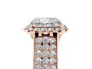 Radiant Cut Pavé Engagement Ring Setting | Wide Three-Row Band | Rose Gold
