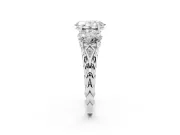 Oval Cut Diamond Three-Stone Ring Set in Silver with Braided Band