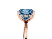 Fancy Blue Princess Cut Diamond Solitaire Engagement Ring Set in Rose gold with Prong Setting and Polished Band
