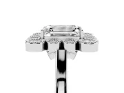 Emerald Cut Vintage Milgrain Bezel Cluster Halo Engagement Ring Setting | Plain Band | White Gold