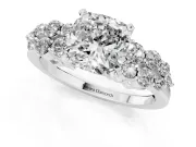Cushion Cut Diamond Cluster Engagement Ring Set in Platinum with Pavé Band and Prong Setting
