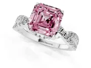 Asscher Cut Twisted Pave Engagement Ring Setting for a Fancy Pink Lab-Grown Diamond | Split Shank | Platinum