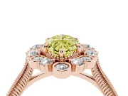 Marquise Scalloped Halo Engagement Ring Setting for a Fancy Yellow Lab-Grown Diamond | Milgrain Edges | Rose Gold