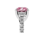 Cushion Cut Hidden Halo Pave Engagement Ring Setting for a Fancy Pink Lab-Grown Diamond | Claw Prongs | White Gold